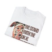 Unisex Softstyle T-Shirt Direct To Garment We Stand With the UK XL American Bully on frontside of Tee