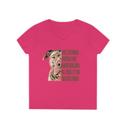 Ladies' V-Neck T-Shirt Direct to Garment We Stand With The American XL Bully In Scottland