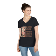 Ladies' V-Neck T-Shirt Direct to Garment We Stand With The American XL Bully In Scottland